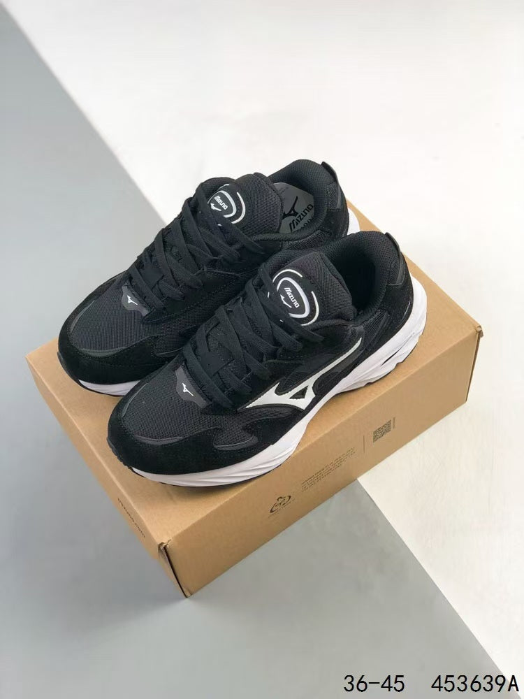 Mizuno Wave Rider β Retro Sneaker | Black White | D1GA330801