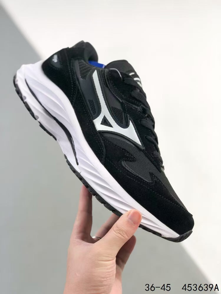 Mizuno Wave Rider β Retro Sneaker | Black White | D1GA330801