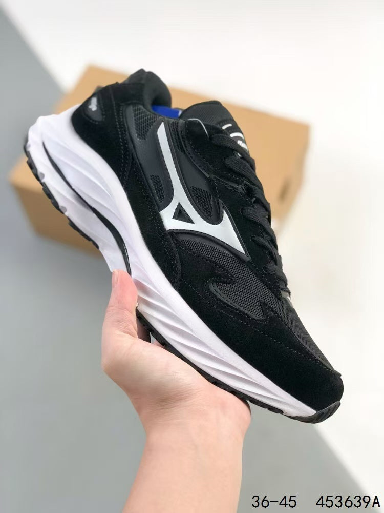 Mizuno Wave Rider β Retro Sneaker | Black White | D1GA330801