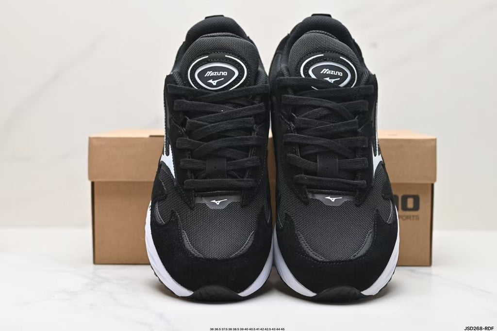 Mizuno Wave Rider β Retro Sneaker | Black White | D1GA330801