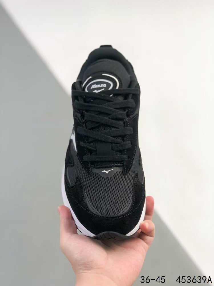 Mizuno Wave Rider β Retro Sneaker | Black White | D1GA330801